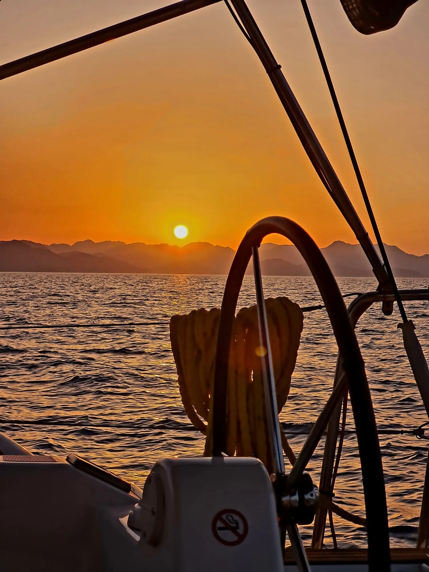 Sunset at the helm